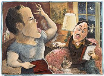 EDWARD SOREL (1929 - ) Marlon Brando and Tennessee Williams.                                                                                     